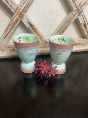 Set of 2 Adams Real English Ironstone Floral Egg Cups